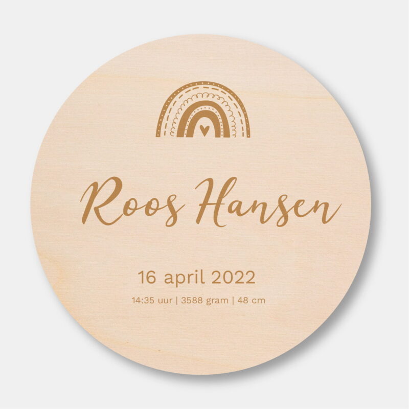 Gepersonaliseerd geboortebord met naam, datum en geboorte informatie