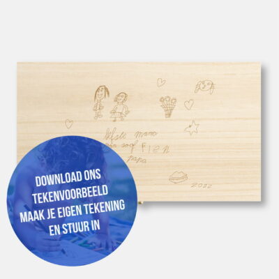 Kindertekening op dubbele wijnkist graveren