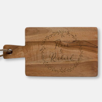 houten borrelplank bruiloft cadeau namen krans