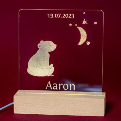 gepersonaliseerde lamp eigen geboortekaartje beer