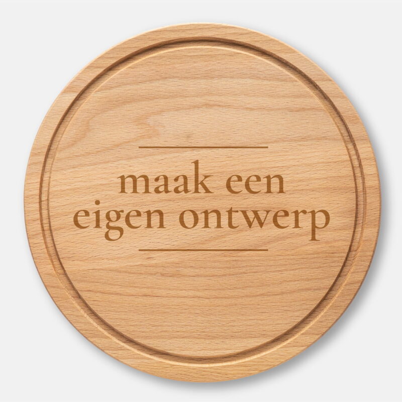 ronde houten serveerplank met logo of ontwerp laten maken horeca