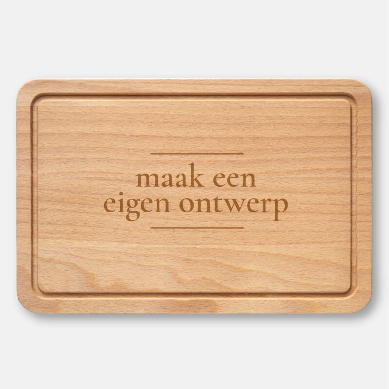 serveerplank met sapgeul beuken graveren met eigen ontwerp logo 30x20 liggend