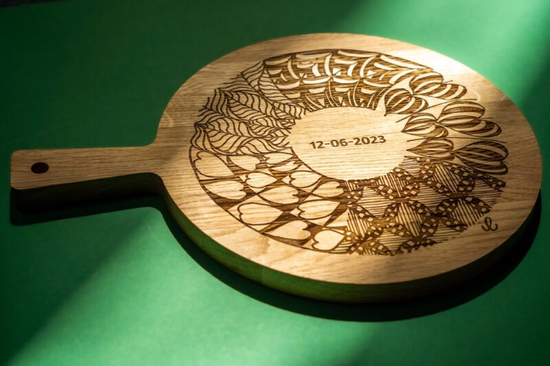 pizza plank eiken met eigen ontwerp gravure
