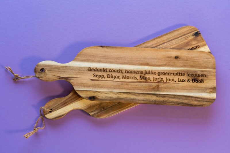 lasergasten langwerpige plank graveren eigen tekst