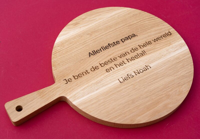 lasergasten pizza plank persoonlijke boodschap graveren