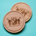 lasergasten beuken ronde plank logo studentenvereniging