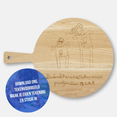 borrelplank pizzaplankmet kindertekening graveren laten maken