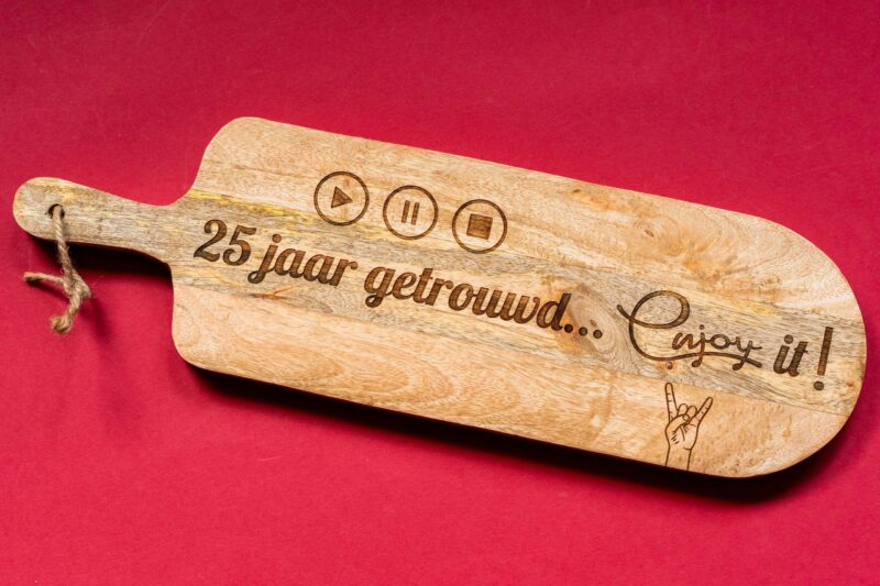 lasergasten mango borrelplank gravure huwelijk jubileum