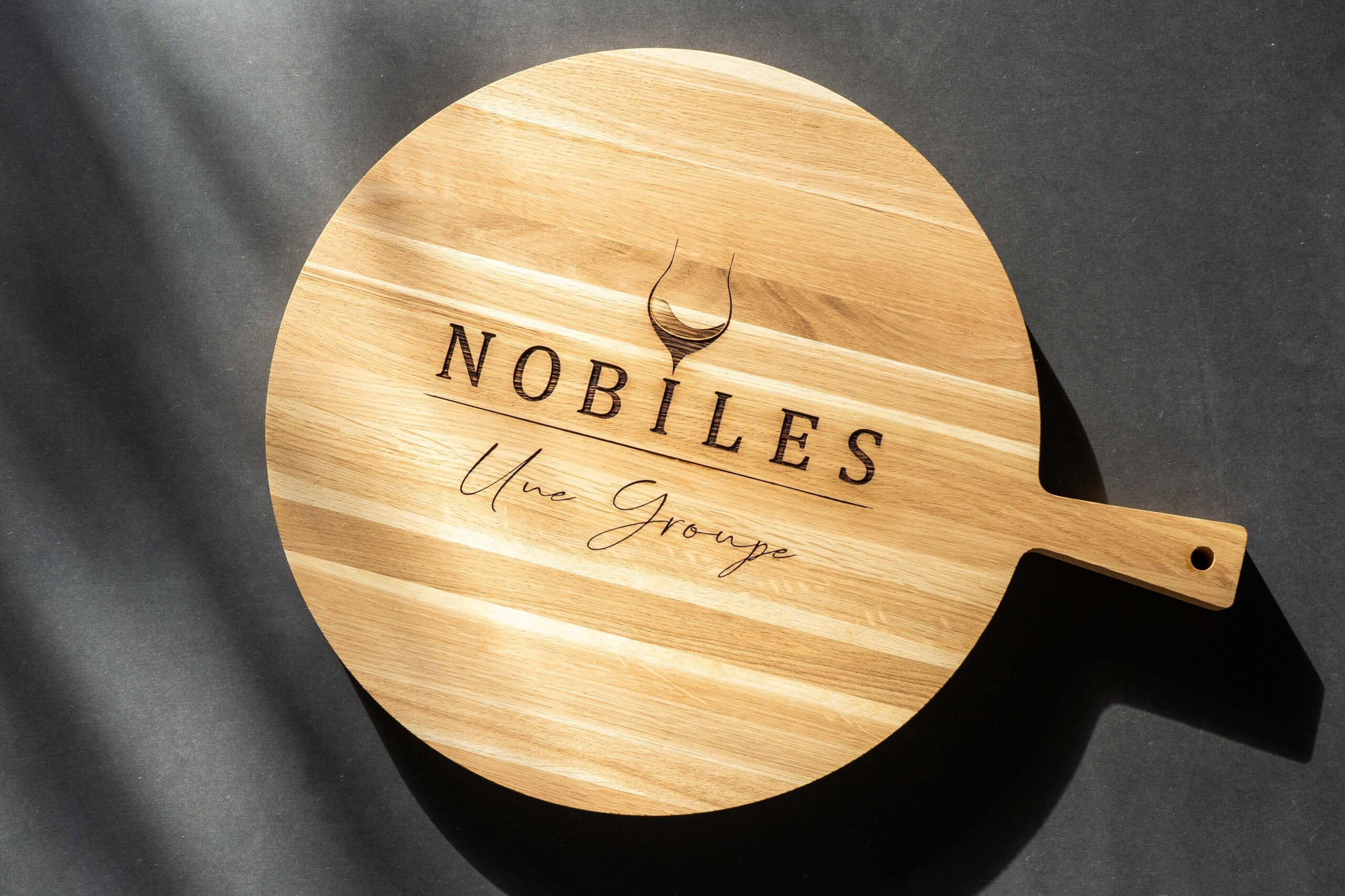 lasergasten ronde borrelplank logo gravure cadeau