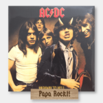 Eikenhouten vinyl platenstandaard met Papa Rockt lasergravure - origineel Vaderdag cadeau Lasergasten